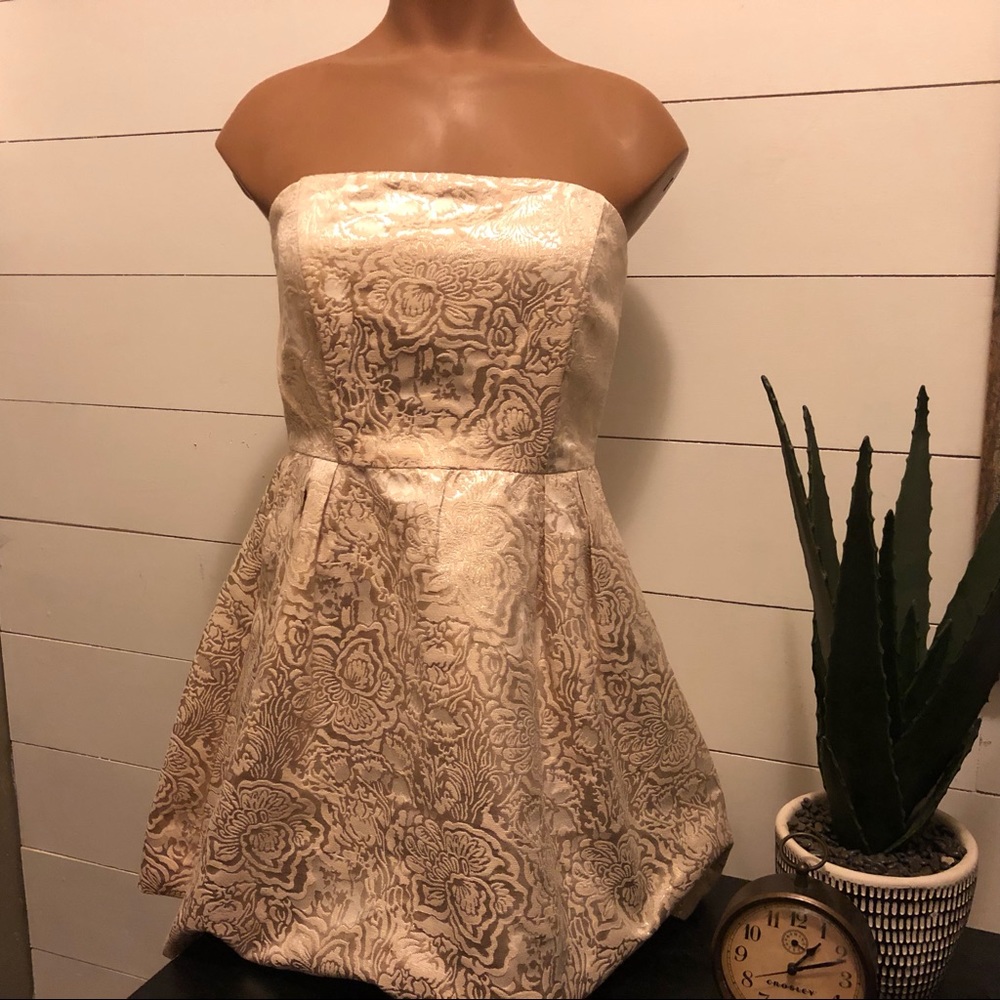 Short champagne and gold design mini dress